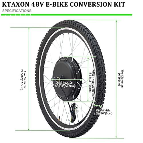 Ktaxon Electric Bike Conversion Kit 48V 1000W 26" Wheel with LCD Display W65076