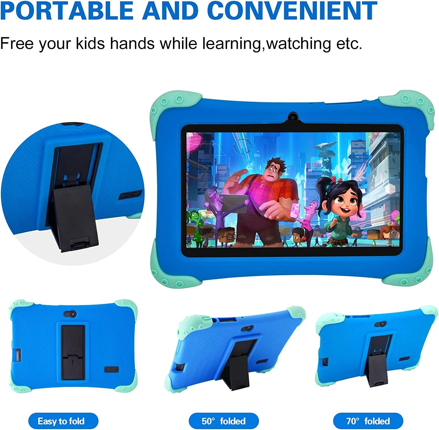 wei Kids Tablet 7 inch Android 11 Learning Tablet with Parental Control (Blue) N1773