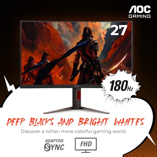 AOC 24G4 24" Gaming Monitor, Full HD IPS, 180Hz 1ms Y482158