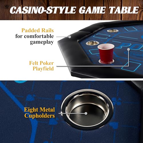 Barrington Folding Poker Table with Padded Rail and Felt Playing Surface D15193