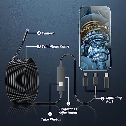 Endoscope Camera with Light, 1920P HD Borescope for iOS and Android, 16.4ft I603270