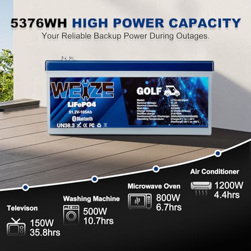 Weize 12V 100Ah LiFePO4 Lithium Battery with Smart BMS D8810