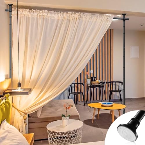 Tension Room Divider Curtain Rod, No Drilling, Heavy Duty Metal, Black L878936