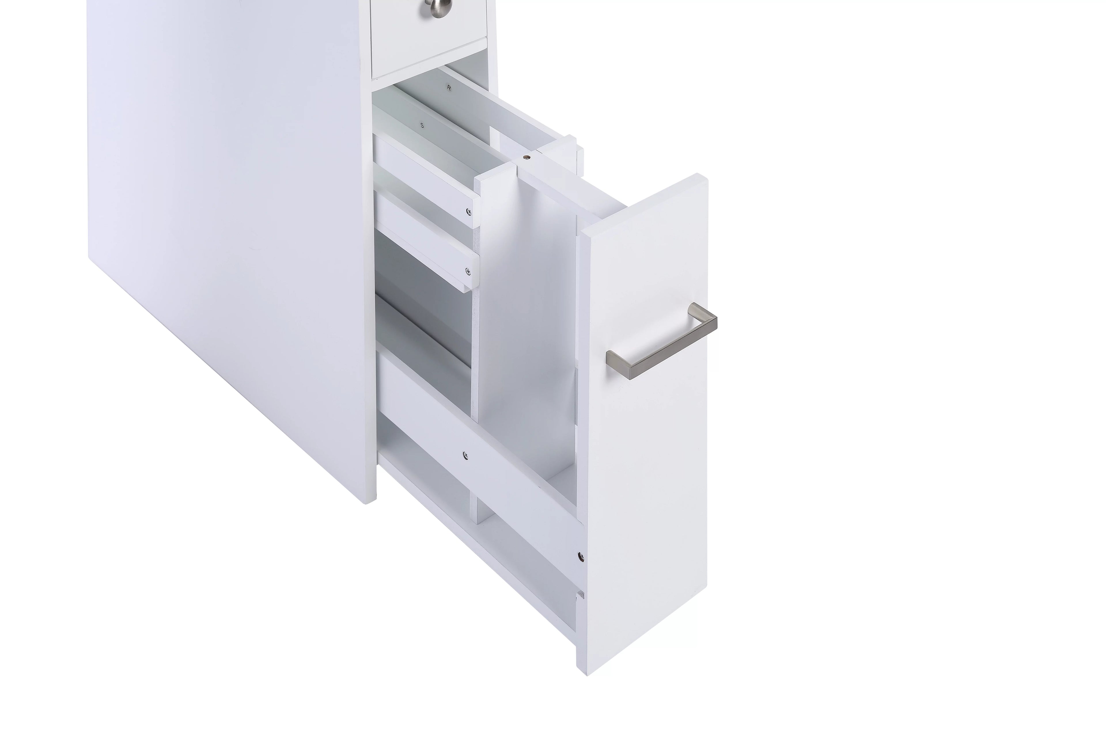 Spirich Home Slim Bathroom Storage Cabinet with Slide Out Drawer, White D910171