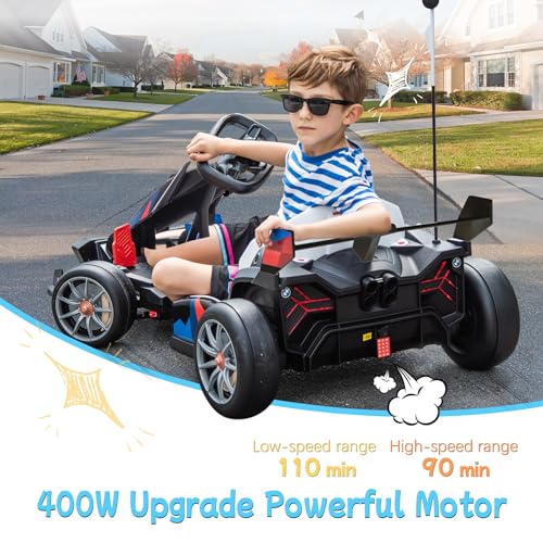 Licensed BMW 36V Electric Drift Go Kart for Kids, 7.5 MPH, White M530400