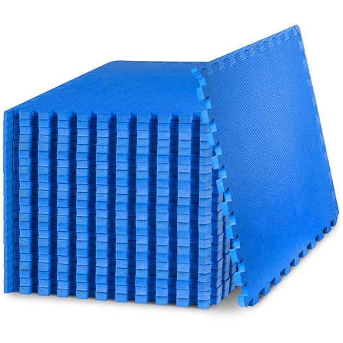ProsourceFit Extra Thick Puzzle Exercise Mat, EVA Foam Interlocking Tiles, Black, 3/4 inch, 24 Tiles Y76691