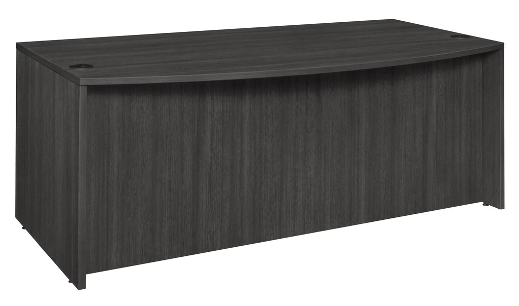 Romig Legacy Bow Front Office Desk with Double Pedestal Drawer Unit, Ash Grey R696