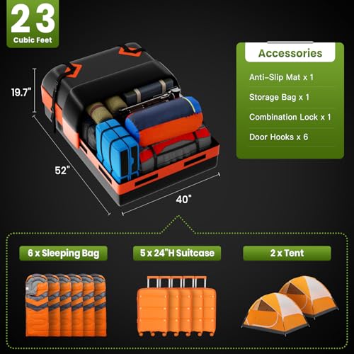 21 Cubic Feet Car Rooftop Cargo Bag Carrier with Waterproof Zip, Blue K43895