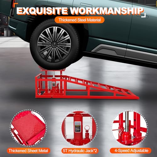 2 Pack Hydraulic Car Ramps 11050LBS High Lift 9"-14.2" Heavy Duty Steel M6524