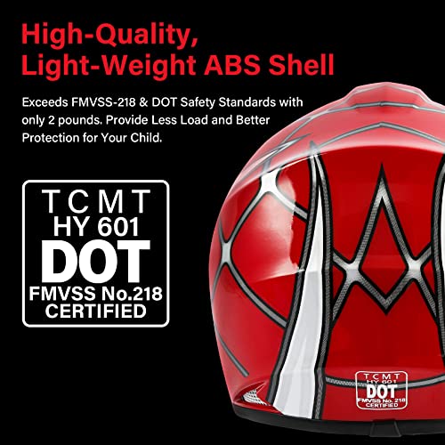 SLMOTO Dot Youth Kids Motocross Helmet Red Spider Design with Goggles and Gloves F254987
