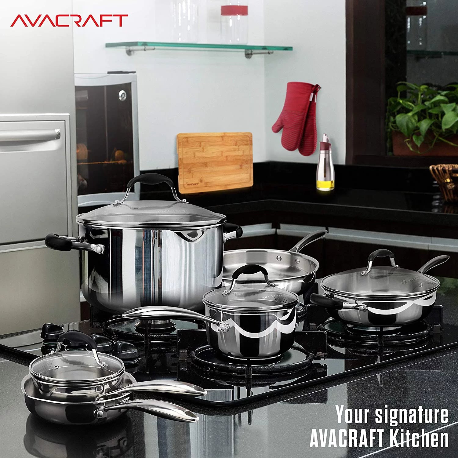 AVACRAFT 18/10 Stainless Steel Cookware Set 10-Piece L25723