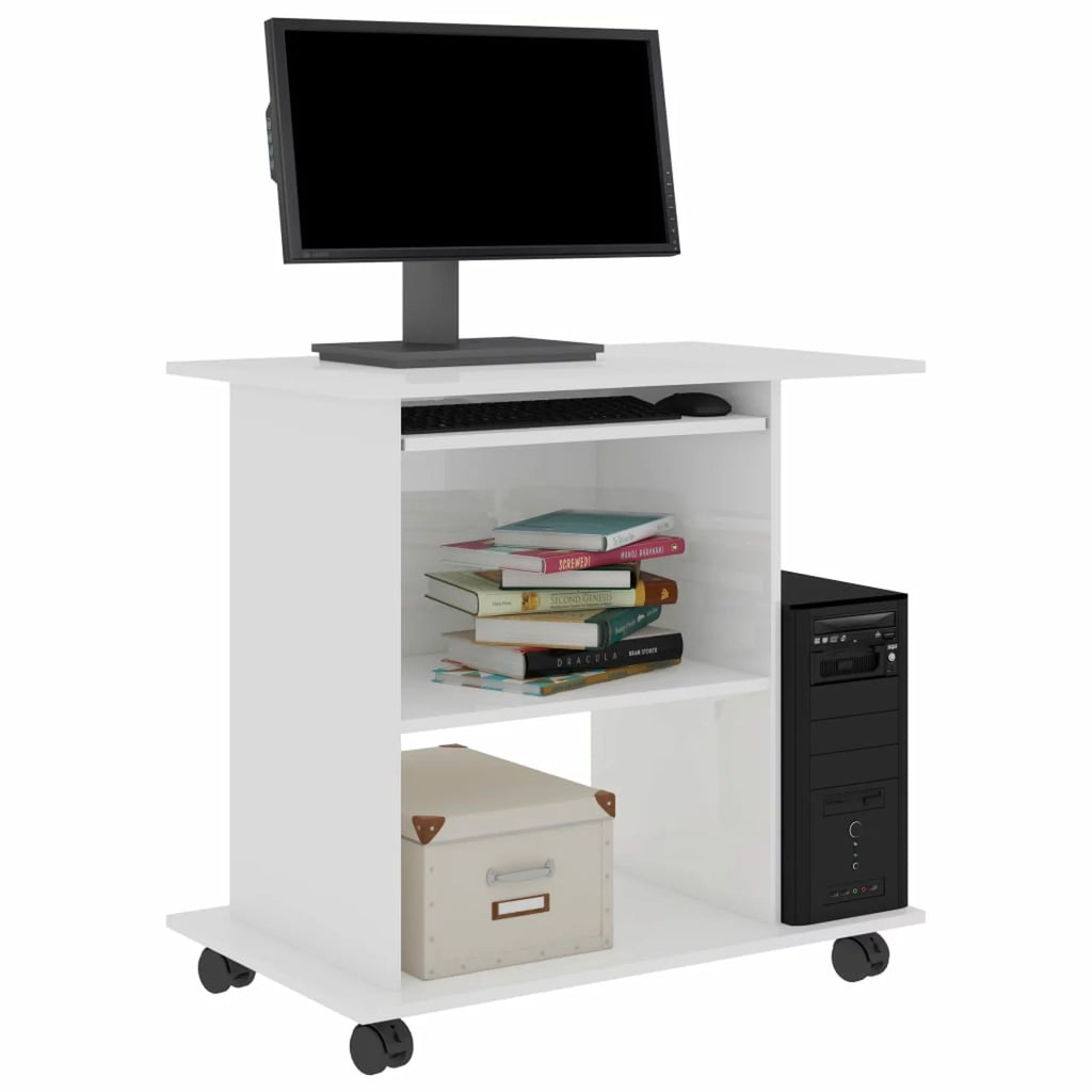 Anself Computer Desk with Keyboard Tray and CPU Stand, White H487627