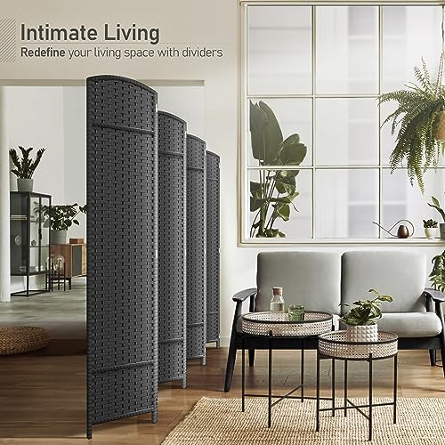 Sorbus 8-Panel Black Room Divider, 6 ft Tall Folding Privacy Screen T242