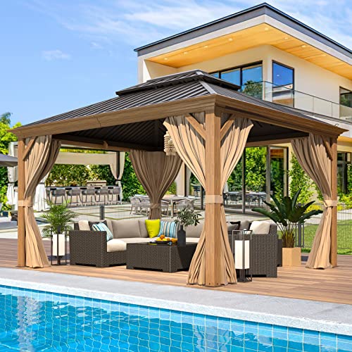 EROMMY 14'x20' Hardtop Gazebo Double Roof Galvanized Steel Outdoor Pavilion G3084