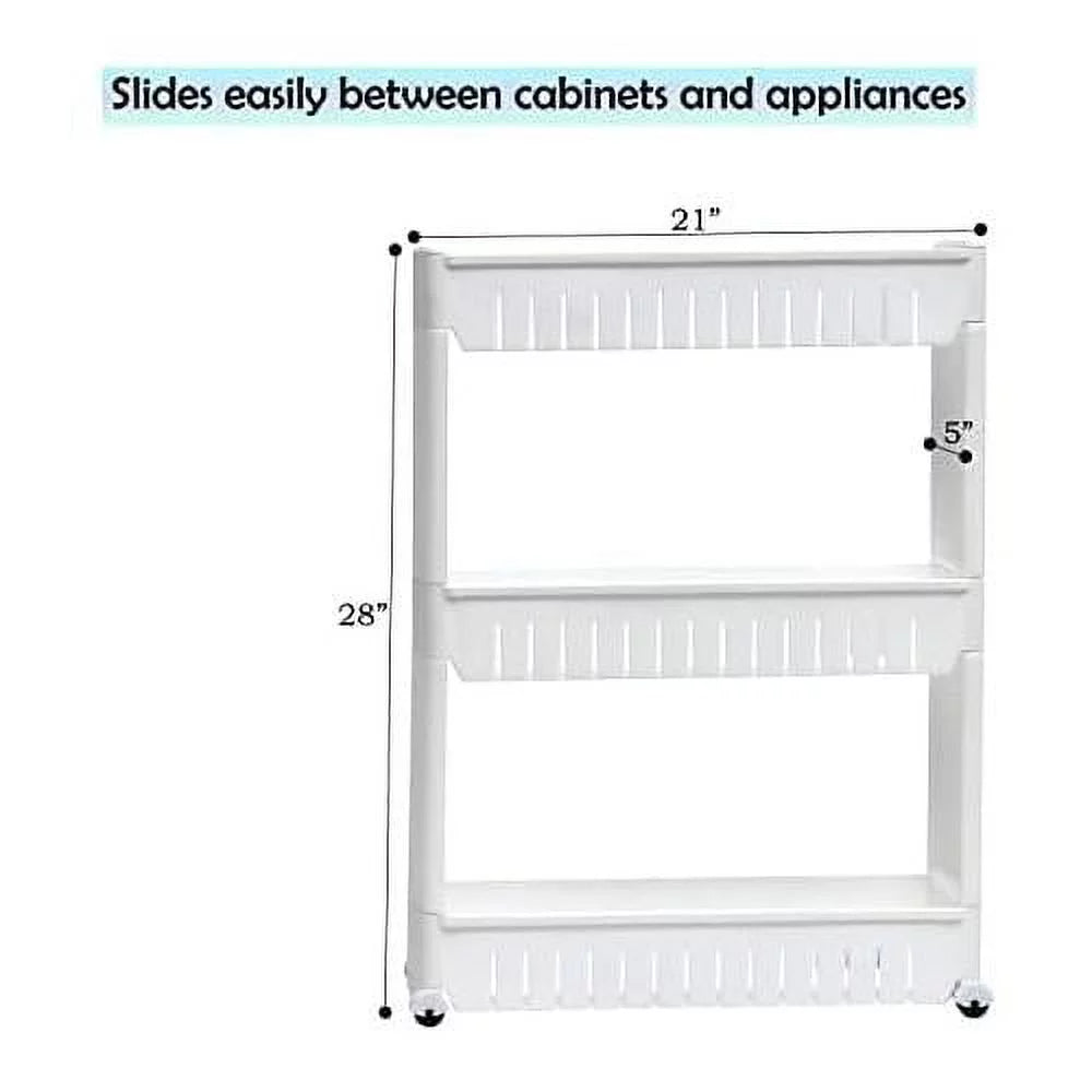 Slim Slide Storage Tower for Laundry, Bathroom, or Kitchen N5483