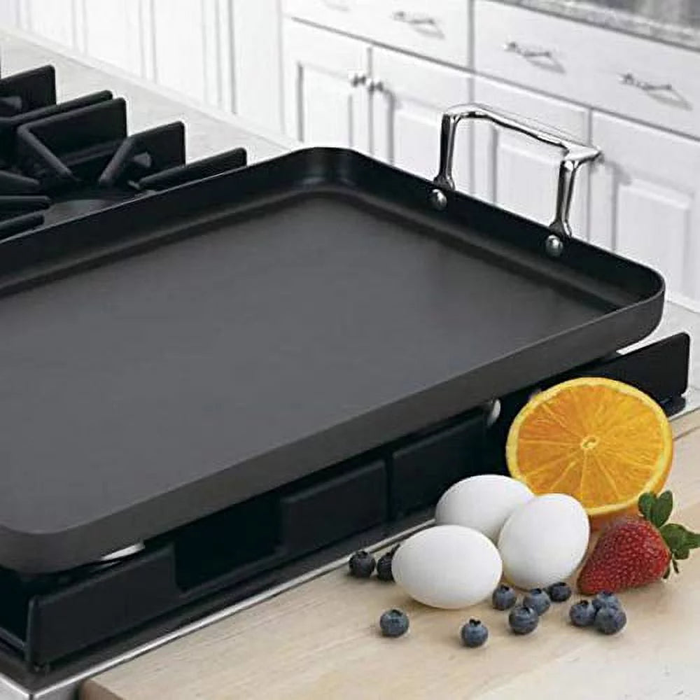 Cuisinart Chef's Classic Nonstick Hard-Anodized Double Burner Griddle, 13" x 20", Charcoal S3181