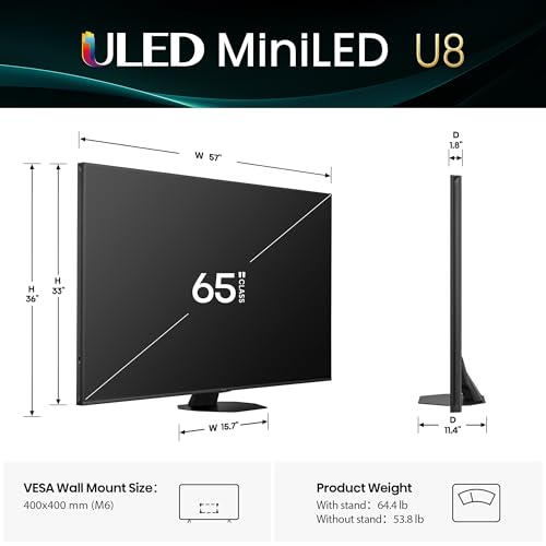 Hisense 55" Class U8 Mini-LED ULED 4K UHD Google Smart TV (55U8QG, 2025 Model) S214