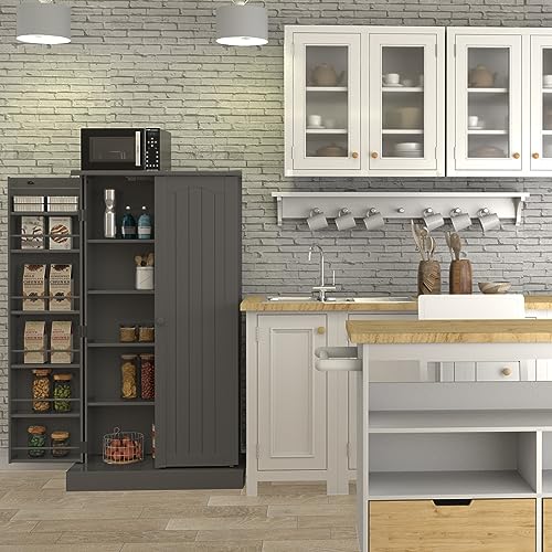 50" LED Kitchen Pantry Cabinet with Doors and Adjustable Shelves N13021