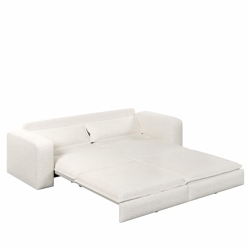 93" King Pull Out Sofa Bed with 2 Pillows, Blue Q21489
