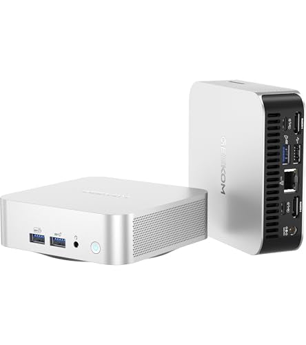 GEEKOM A8 Mini PC, AMD Ryzen 7 8745HS, 32GB DDR5 5600MHz 1TB PCIe 4.0 NVMe SSD, Windows 11 Pro Desktop Computer for Home&Business, Radeon 780M, USB4, 8K UHD, 4 Display | WiFi 6E, BT5.2, 2.5G LAN