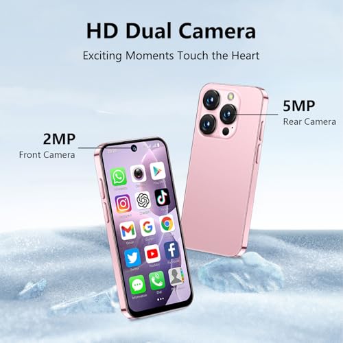 Mini Smartphone Unlocked 3.88" HD WiFi Small Mobile Phone for Kids Pink Q340