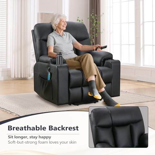 ANJ Large Power Lift Recliner Chair with Massage and Heat for Elderly, Camel Z8802