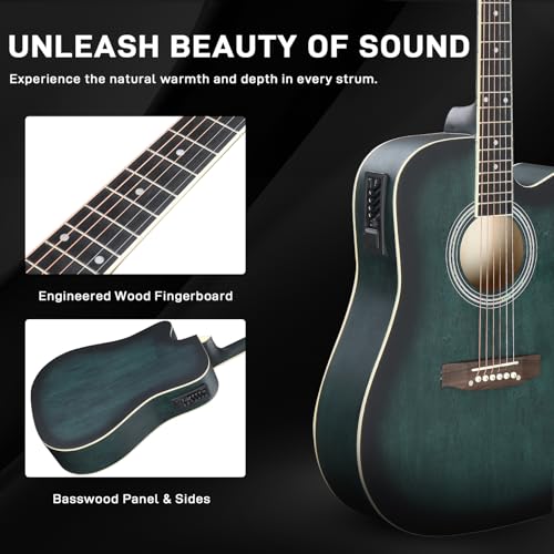 Ktaxon Full-Size Acoustic Electric Guitar with Amp, Black O1421