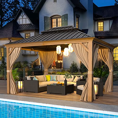EROMMY 14'x20' Hardtop Gazebo Double Roof Galvanized Steel Outdoor Pavilion G3084