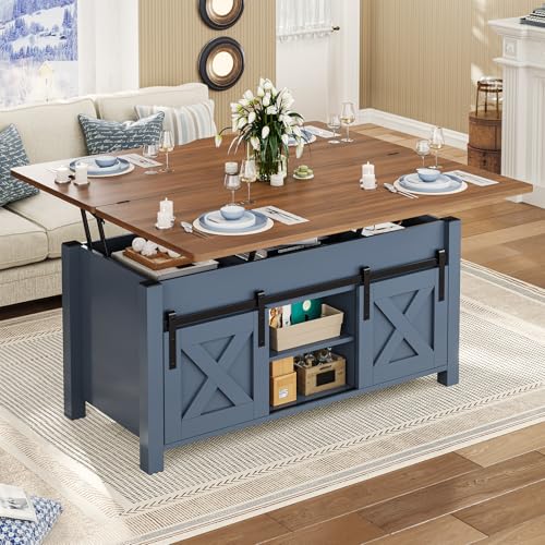 SEDETA Lift Top Coffee Table with Storage, Convertible Dining Table, Grey M719