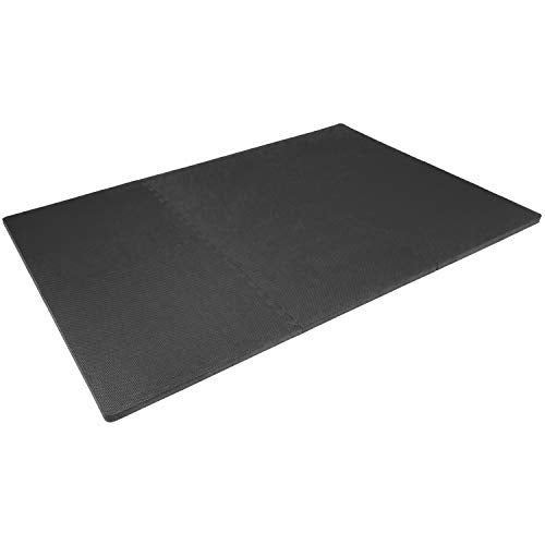 ProsourceFit Extra Thick Puzzle Exercise Mat, EVA Foam Interlocking Tiles, Black, 3/4 inch, 24 Tiles Y76691