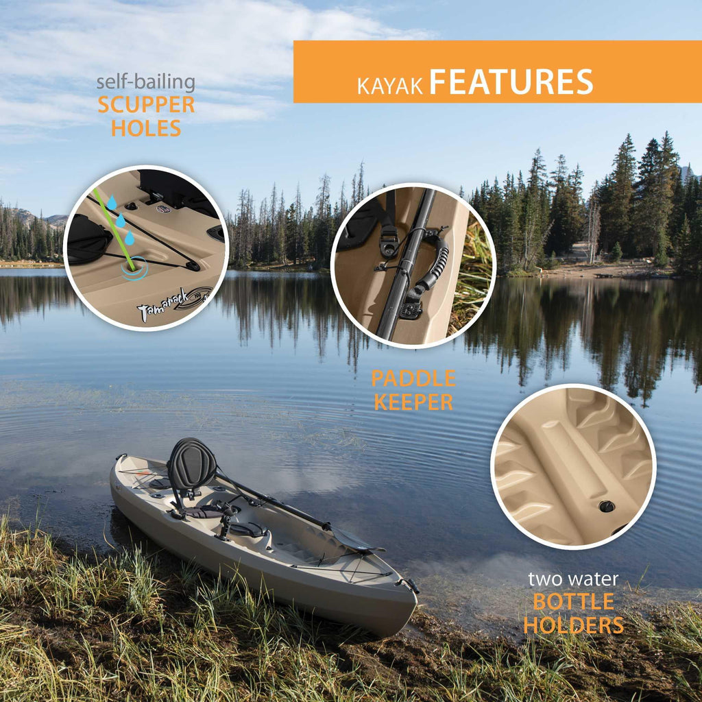 Lifetime Tamarack Angler 100 Fishing Kayak 2-Pack with Paddles, Tan Z2448