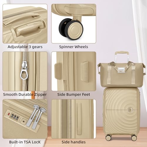 LARVENDER Luggage Sets 3 Piece, 20in Carry On PP Hardshell Suitcase with Spinner Wheels Q3160