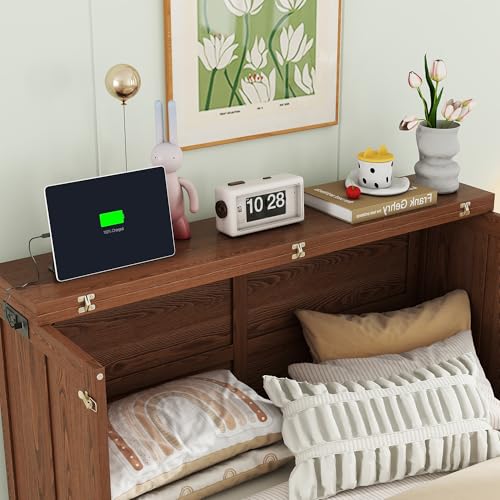Queen Murphy Bed with Desk and Removable Shelves, USB Port, White H566492