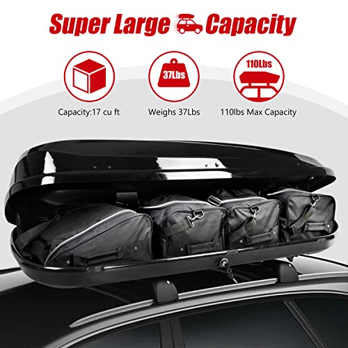 DNA MOTORING Rooftop Cargo Box Lockable Car Top Storage Case 110 Lbs Textured Black P1853