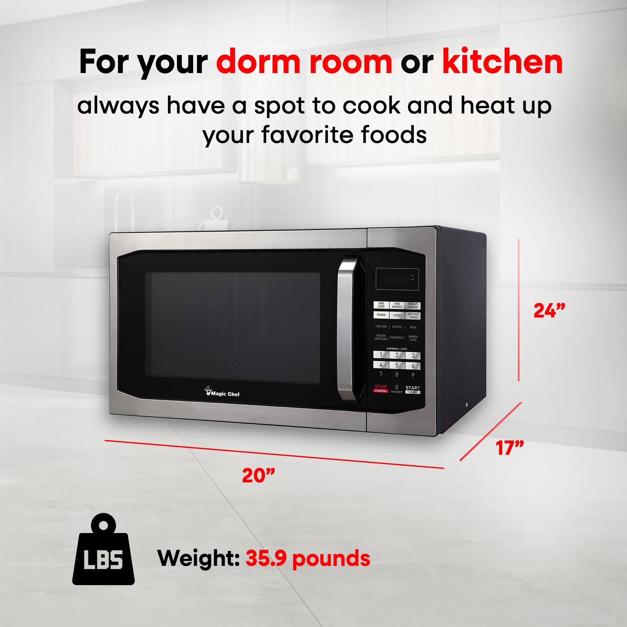 Magic Chef 1.6 Cu. Ft. Digital Countertop Microwave, Stainless Steel B4156
