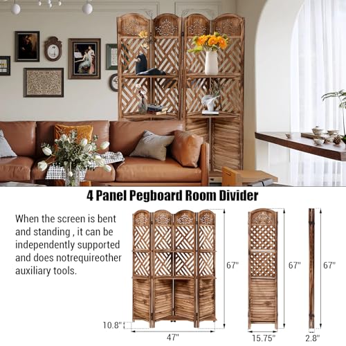 Japanese Shoji Room Divider 6 Panel Folding Wooden Screen 5.6FT I82869