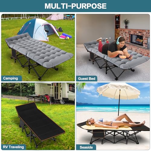NAIZEA Folding Camping Cot for Adults, Adjustable Reclining Chair N72576