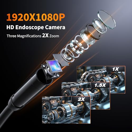 Endoscope Camera with Light, 4.3" HD Borescope, IP67 Waterproof, 16.4ft Semi-Rigid (Green) I7760
