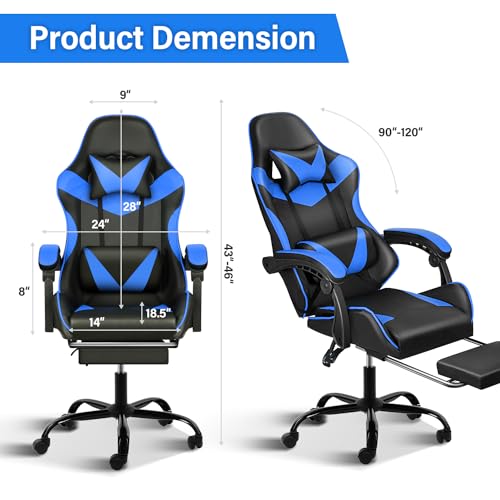 Gaming Chair with Footrest, Lumbar Support, Red/Black M9231