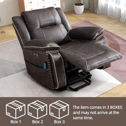 Phoenix Home Dual Motor Power Lift Chair with Massage and Heat, Brown I97460