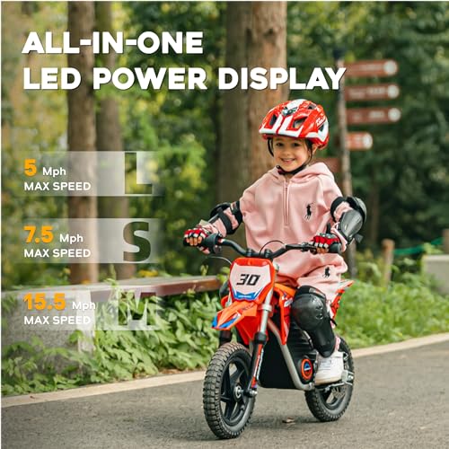 AIII Electric Dirt Bike for Kids 3-7, 12-Inch Off-Road Tires, Red X89100