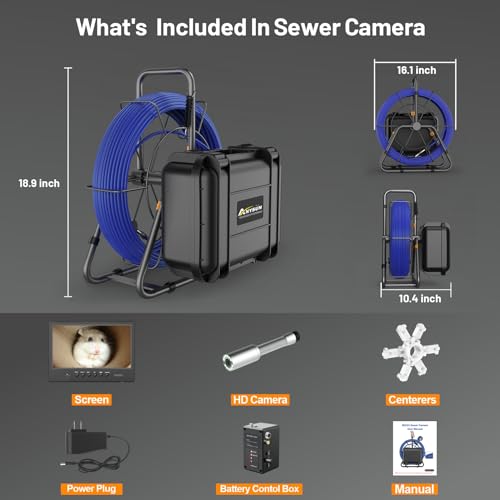 Anysun 9" HD Self-Leveling Sewer Camera 100FT with DVR Recorder V8857