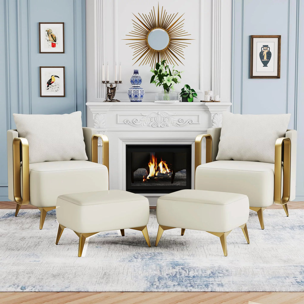 Apeaka Accent Chair with Ottoman, Velvet Upholstered G591