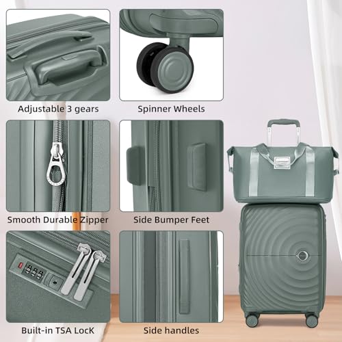 LARVENDER Luggage Sets 3 Piece, 20in Carry On PP Hardshell Suitcase with Spinner Wheels Q3160