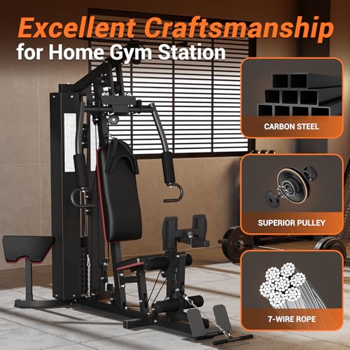 150LBS Home Gym Station with Pulley System for Full Body Strength Training Q31223