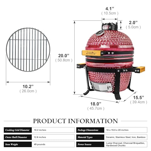 Ceramic BBQ Charcoal Kamado Grill 13 Inch Portable Tabletop Red Y244