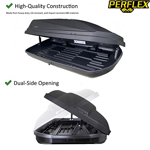 Perflex Exclusive Rooftop Cargo Box Carrier Large 17.7 cu ft, Dual Side Opening, White L7207