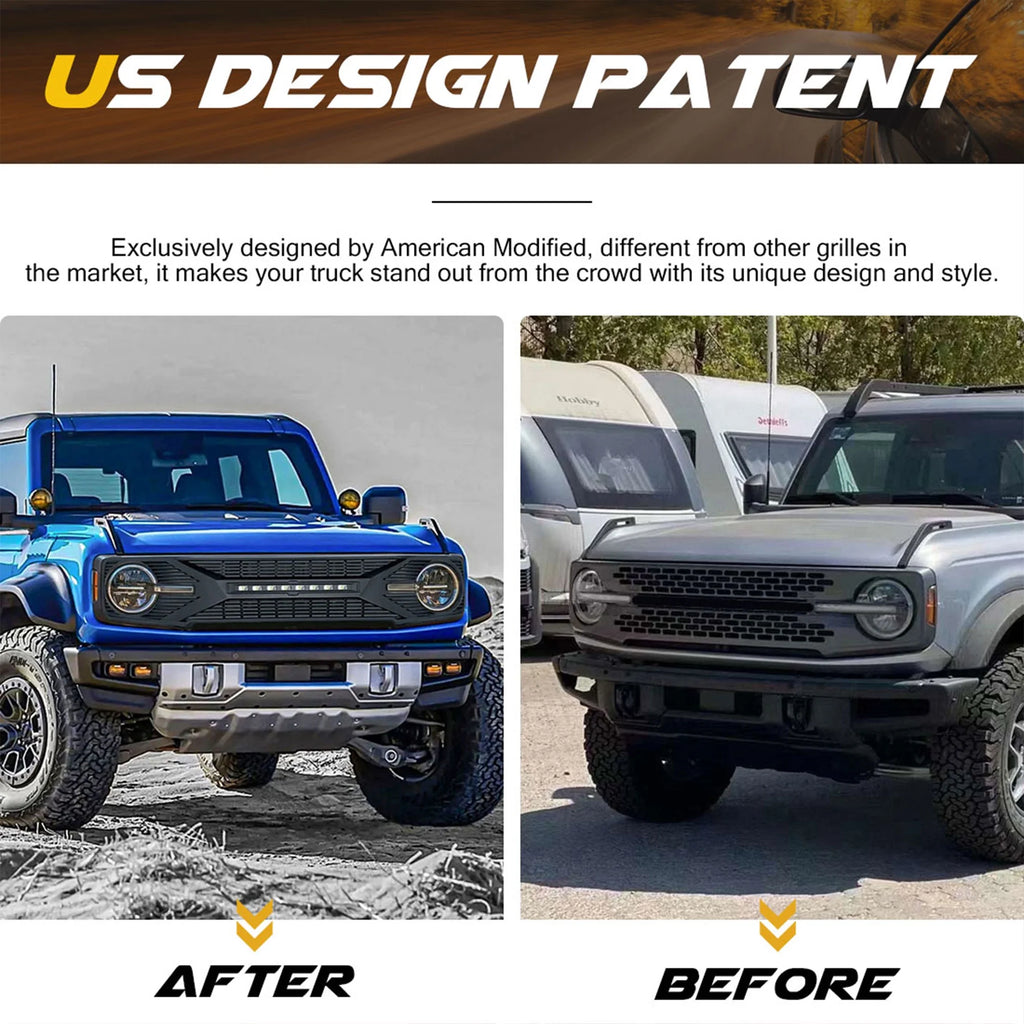 AMERICAN MODIFIED Grille with Lights for 21-24 Ford Bronco T9807