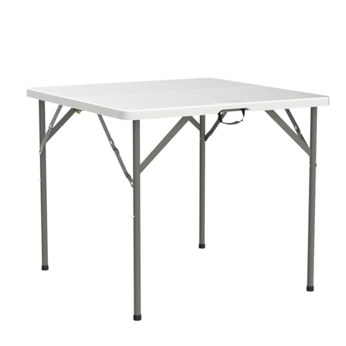 VINGLI 34" Fold in Half Square Table, Portable Plastic Dining Table, Black C965