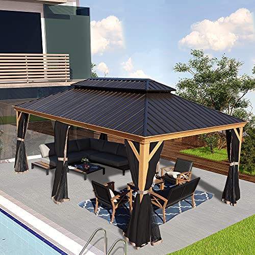 Kozyard Apollo 10'x12' Hardtop Gazebo with Galvanized Steel Double Roof Z2956